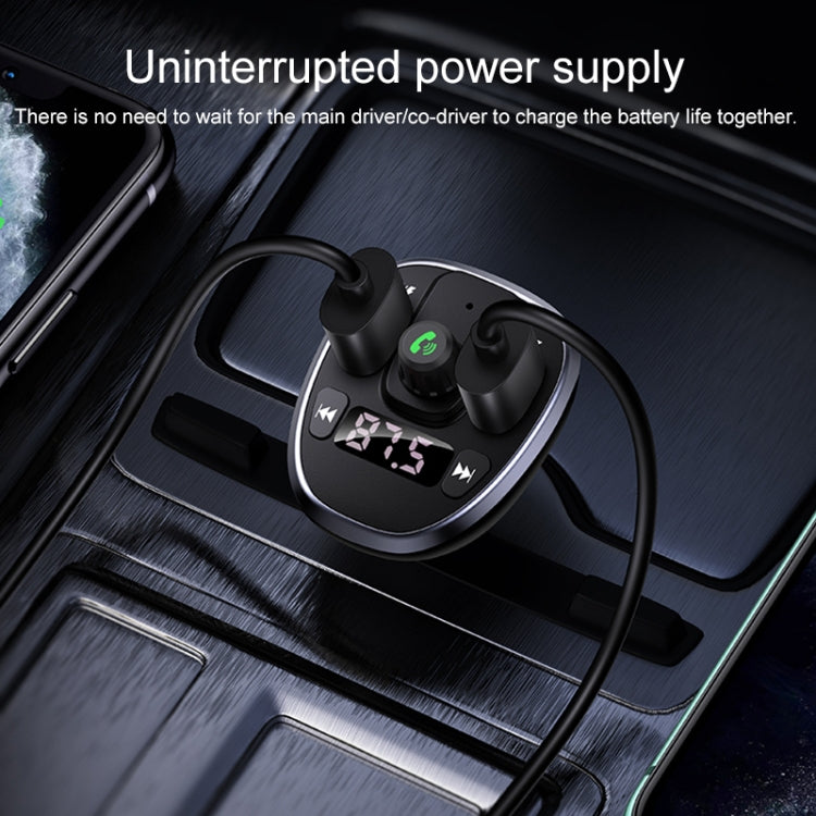 USAMS US-CC115 C21 Dual USB 3.4A Digital Display Wireless FM Car Charger, US-CC115 C21