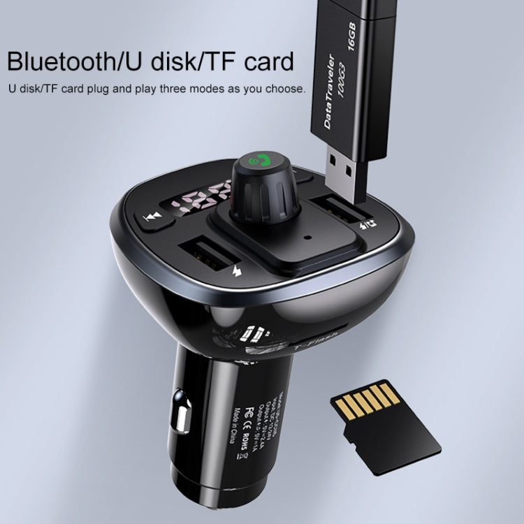 USAMS US-CC115 C21 Dual USB 3.4A Digital Display Wireless FM Car Charger, US-CC115 C21