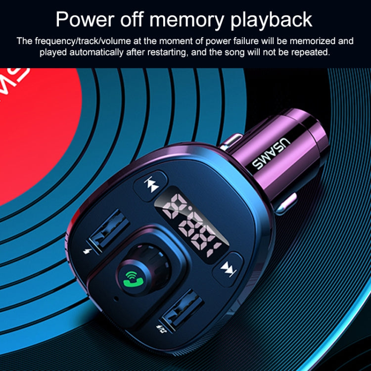 USAMS US-CC115 C21 Dual USB 3.4A Digital Display Wireless FM Car Charger, US-CC115 C21