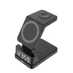 15W 4 in 1 Magnetic Clock Desktop Vertical Wireless Charger, 4 in 1