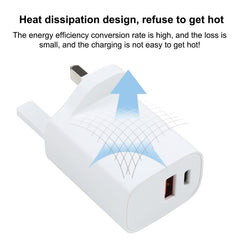 E087 20W USB-C / Type-C + USB Ports Fast Charging Travel Charger, UK Plug, UK Plug