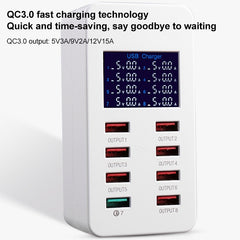 A8 50W 8 Ports USB + QC3.0 Smart Charging Station with Digital Display AC100-240V, AU Plug, A8 AU Plug