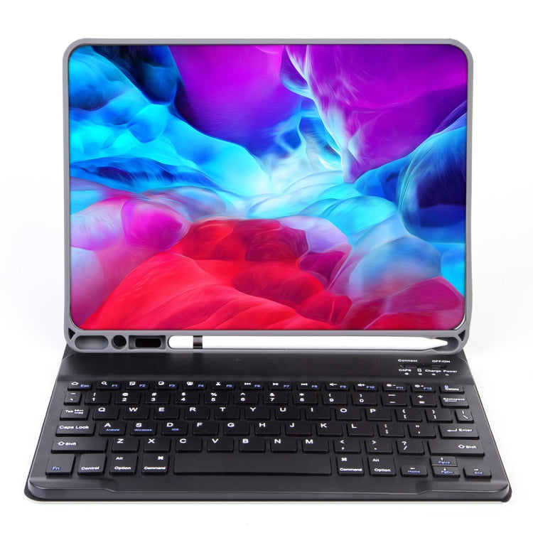 X-11BS Skin Plain Texture Detachable Bluetooth Keyboard Tablet Case for iPad Pro 11 inch 2020 / 2018, with Pen Slot & Backlight, Black Keyboard