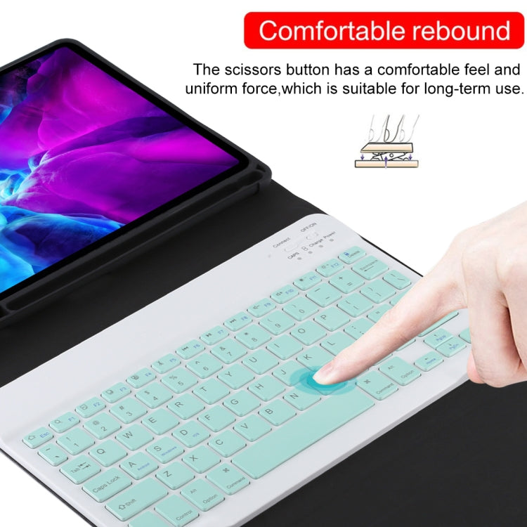 TG11B Detachable Bluetooth Green Keyboard + Microfiber Leather Tablet Case for iPad Pro 11 inch (2020), with Pen Slot & Holder, Green Keyboard
