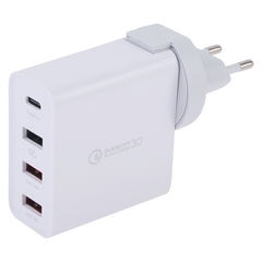 A3P 3A Max Output USB-C / Type-C + QC3.0 + Dual USB 4 Ports Wall Travel Charger, EU Plug, EU Plug
