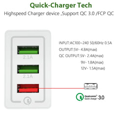AR-QC-03 2.1A 3 USB Ports Quick Charger Travel Charger, US Plug, AR-QC-03 US, AR-QC-03 US Plug Blue