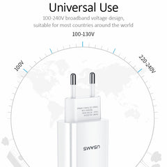 USAMS US-CC075 T18 2.1A Single USB Travel Charger, EU Plug, EU Plug
