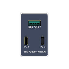 WLX-X3 36W 90 Degrees Foldable Pin Portable Multi-function USB Charger, US Plug