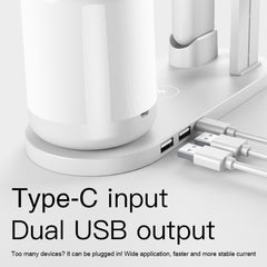 WS6 10W 2 USB Ports + USB-C / Type-C Port Multi-function Desk Lamp + Qi Wireless Charging Charger