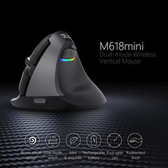 DELUX M618 Mini 2.4G Wireless 2400DPI USB Rechargeable Ergonomic Vertical Mouse, M618 Grey