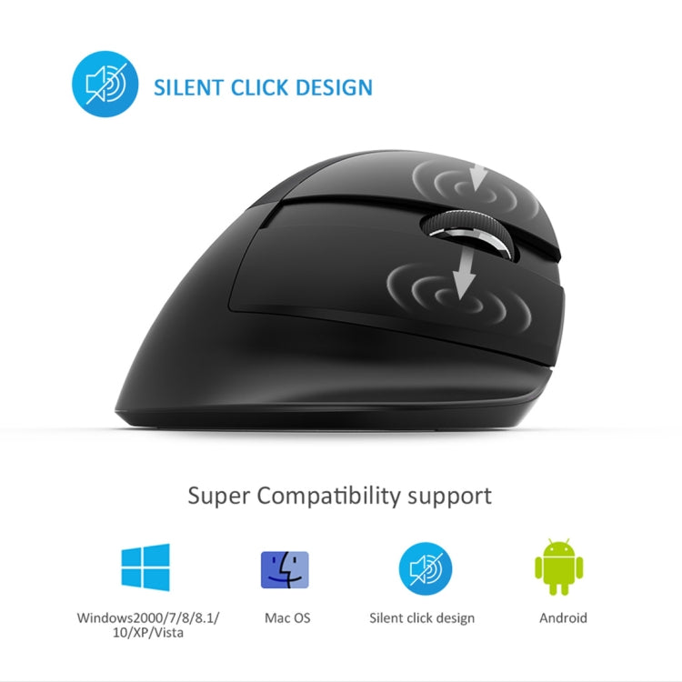 DELUX M618 Mini 2.4G Wireless 2400DPI USB Rechargeable Ergonomic Vertical Mouse, M618 Grey