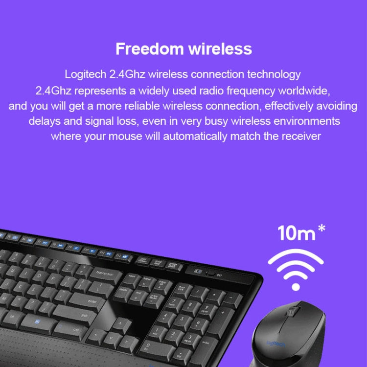 Logitech MK345 Wireless Full-size Keyboard + 2.4GHz 1000DPI Wireless Optical Mouse Set with Nano Receiver, Logitech MK345