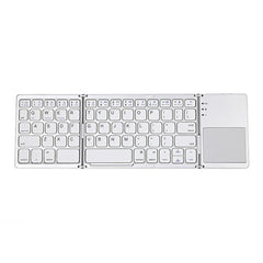 B033 Rechargeable 3-Folding 64 Keys Bluetooth Wireless Keyboard with Touchpad, 3-Folding 64 Keys with Touchpad White