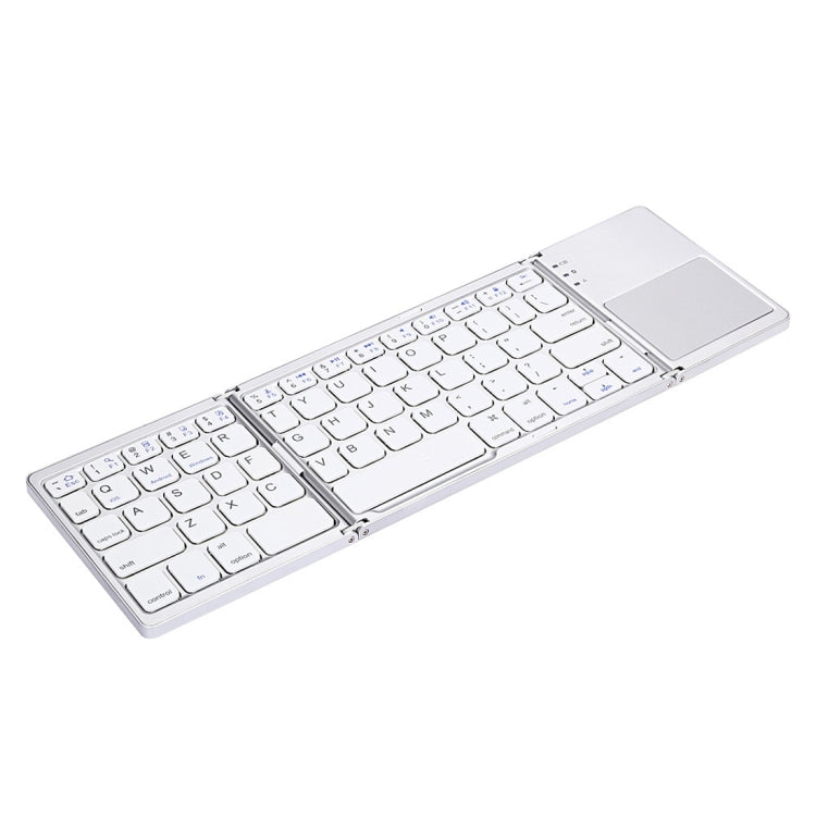 B033 Rechargeable 3-Folding 64 Keys Bluetooth Wireless Keyboard with Touchpad, 3-Folding 64 Keys with Touchpad White