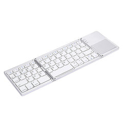 B033 Rechargeable 3-Folding 64 Keys Bluetooth Wireless Keyboard with Touchpad, 3-Folding 64 Keys with Touchpad White
