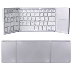 B033 Rechargeable 3-Folding 64 Keys Bluetooth Wireless Keyboard with Touchpad, 3-Folding 64 Keys with Touchpad White