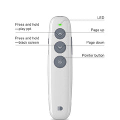 Doosl DSIT007 2.4GHz Rechargeable Powerpoint Presentation Wireless Cliker Remote Control Pen, Control Distance: 10m(White), DSIT007