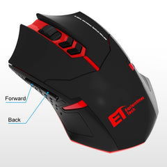 ET X-08 7-keys 2400DPI 2.4G Wireless Mute Gaming Mouse with USB Receiver & Colorful Backlight