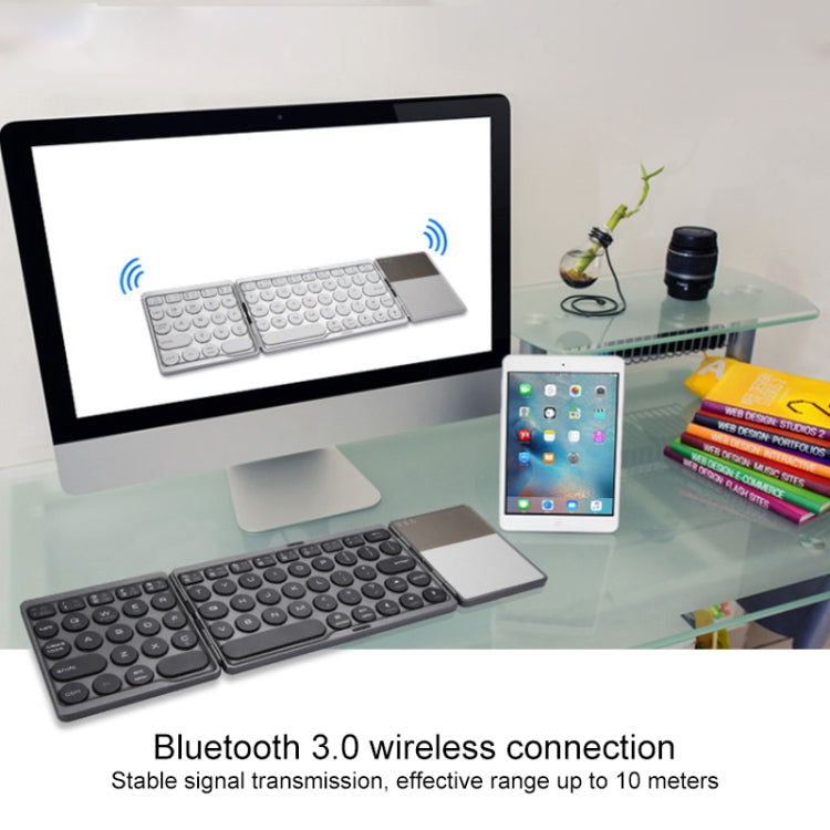 GK408 Three-fold Rechargeable Wireless Bluetooth Keyboard with Touchpad, Support Android / IOS / Windows