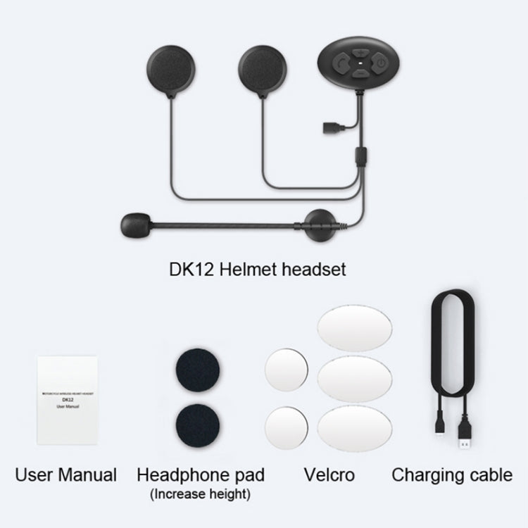 Dier DK12 800m Helmet Wireless Bluetooth Headset 5.0 Waterproof Double Motorcycle Call Headset With Intercom Function, DK12