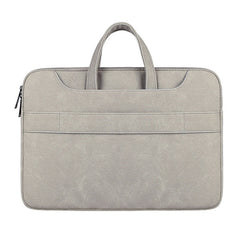 ST06S Waterproof PU Leather Zipper Hidden Portable Strap One-shoulder Handbag for 15.6 inch Laptops, with Magic Stick & Suitcase Belt, ST06S 15.6 inch Light Grey