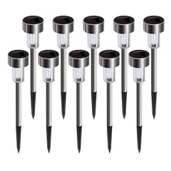 10 PCS Solar Energy Outdoor Lawn Lamp Stainless Steel IP65 Waterproof LED Decorative Garden Light
