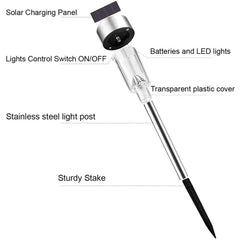 10 PCS Solar Energy Outdoor Lawn Lamp Stainless Steel IP65 Waterproof LED Decorative Garden Light