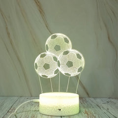 Three Footballs Shape Creative Crack Touch Dimming 3D Colorful Decorative Night Light, Three Footballs Shape
