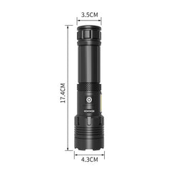 Short Style Micro USB Charging Outdoor Waterproof P70 + COB LED Flashlight, Support Power Display & Telescopic Focusing & 7-level Brightness Adjustment, P70