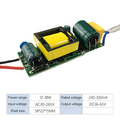 12-18W LED Driver Adapter Isolated Power Supply AC 85-265V to DC 36-65V, 12-18W