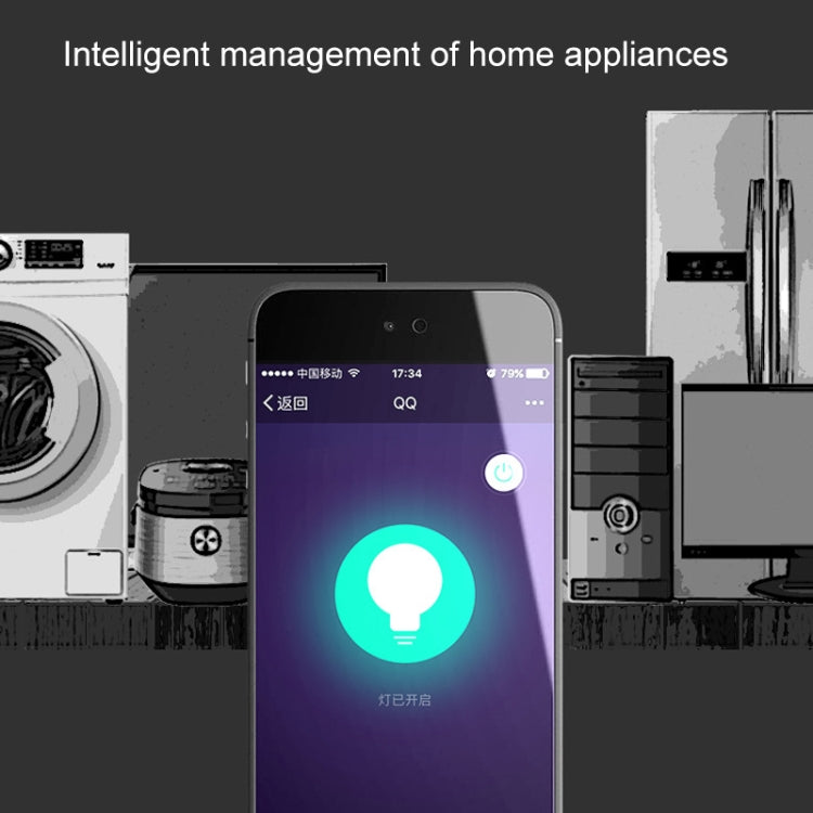 10A Round Shape WiFi 2.4GHz Mini Plug APP Remote Control Timing Smart Socket Works with Alexa & Google Home & Colorful Breathing Light, AC 100-240V, US Plug