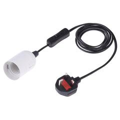 E27 Wire Cap Switch Lamp Holder Chandelier Power Socket with 1.8m Extension Cable, Big UK Plug, Big UK Plug, 1.8m