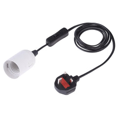E27 Wire Cap Switch Lamp Holder Chandelier Power Socket with 1.8m Extension Cable, Big UK Plug, Big UK Plug, 1.8m