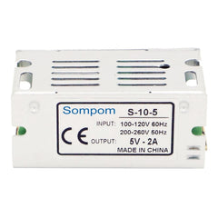 SOMPOM S-10-5 10W 5V 2A Switching Driver LED Light Strip Display Screen Lighting Monitor Power Supply, 10W 5V/2A