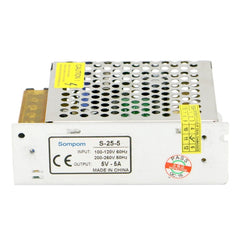 SOMPOM S-25-5 25W 5V 5A Switching Driver LED Light Strip Display Screen Lighting Monitor Power Supply, 25W 5V/5A