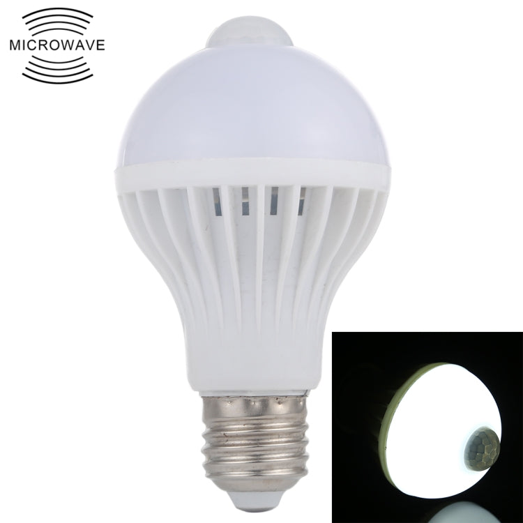 E27 7W 16 LEDs SMD 5730 450LM Infrared Motion Sensor LED Light Bulb, Sensor Distance: 4-6m, AC 220V, E27 7W White Light