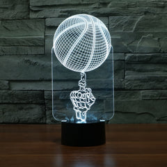 Basketball Black Base Creative 3D LED Decorative Night Light, Powered by USB and Battery, Powered by USB and Battery