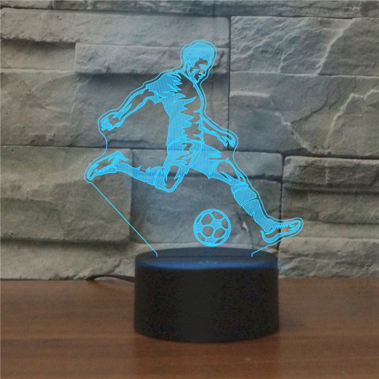 Play Football Black Base Creative 3D LED Decorative Night Light, Powered by USB and Battery, Powered by USB and Battery