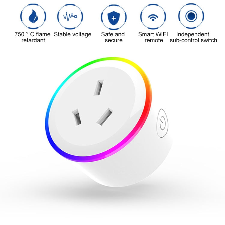 10A RGB Scene Light WiFi Remote Control Smart Socket Works with Alexa & Google Home & IFTTT, AC 100-240V, AU Plug, XS-A17