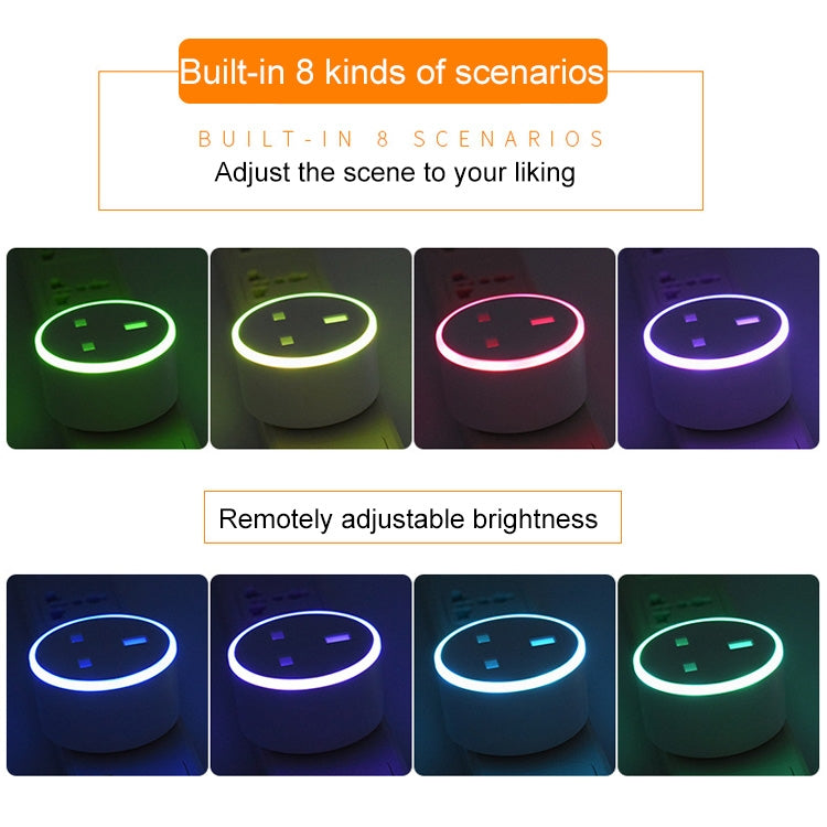 10A RGB Scene Light WiFi Remote Control Smart Socket Works with Alexa & Google Home, AC 220-240V, UK Plug, XS-SSC03