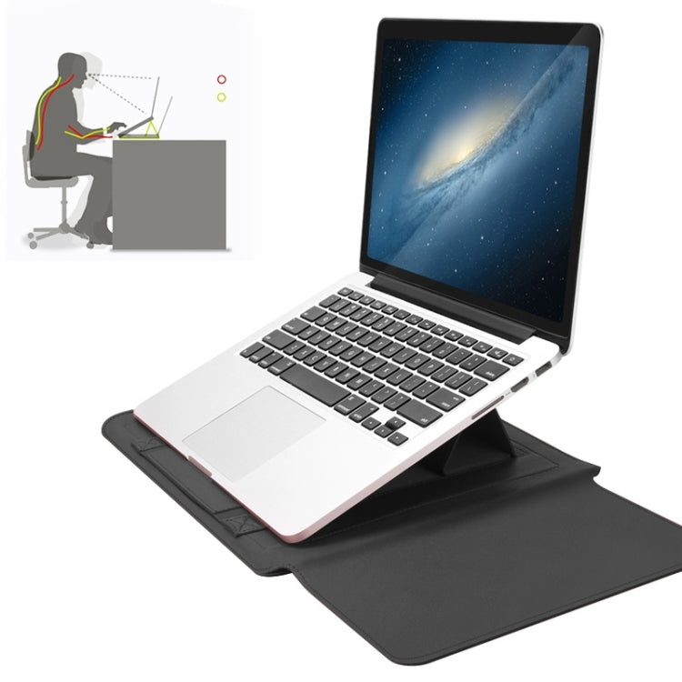 4 in 1 Universal Waterproof PU Leather Laptop Liner Bag with Handle & Stand & Pen Holder + 2 Winders + Mouse Bag + Charger Bag Set for 17 inch Laptops, 17 inch