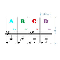 2 PCS 88 / 61 / 54 / 49 Keys Piano Electronic Organ Keyboard Hand Roll Piano Notation Musical Scale Transparent Sticker, 2 PCS Musical Scale Transparent Sticker