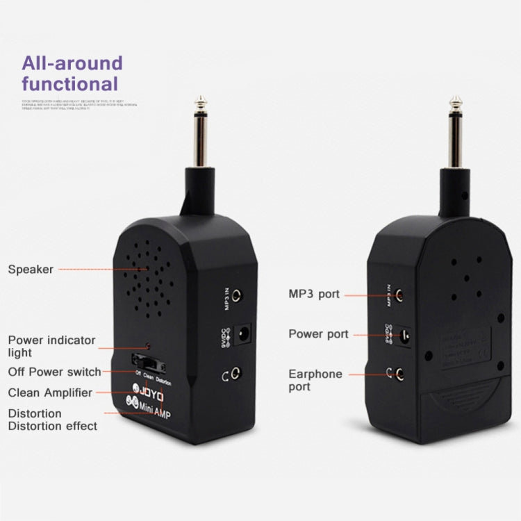 JOYO JA-01 2W Large Volume Guitar Amplifier Mini Portable Electric Guitar Bass Speakers with Distortion Timbre, Support MP3 / Earphone, JA-01