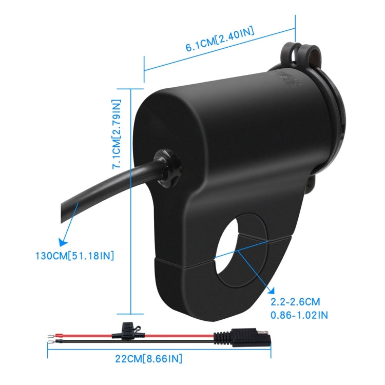ZH-975A1 Motorcycle Aluminum Alloy Waterproof Mobile Phone Single USB Charger with Red Voltmeter, ZH-975B1, ZH-975A1