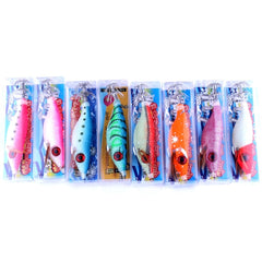 HENGJIA HENG JIA SJ011 8 in 1 10cm Noctilucent Plastic Hard Baits Squid Fishing Lures Set Fishing Tackle Baits, Random Color Delivery