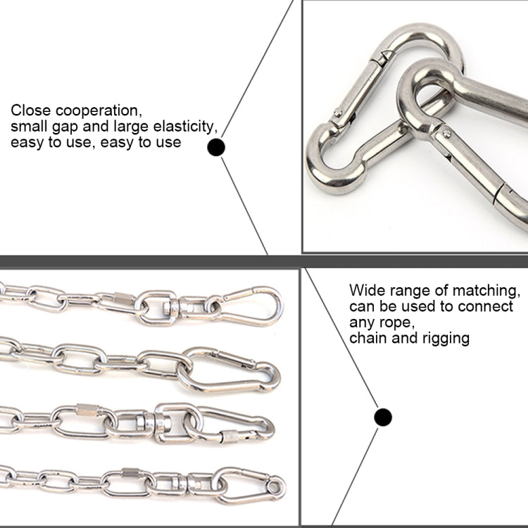 M12 Stainless Steel Carabiner Spring Hook Multi-tool Mountaineering Buckle Lock Camping Hook Rope, Inner Diameter: 11.73mm, M12