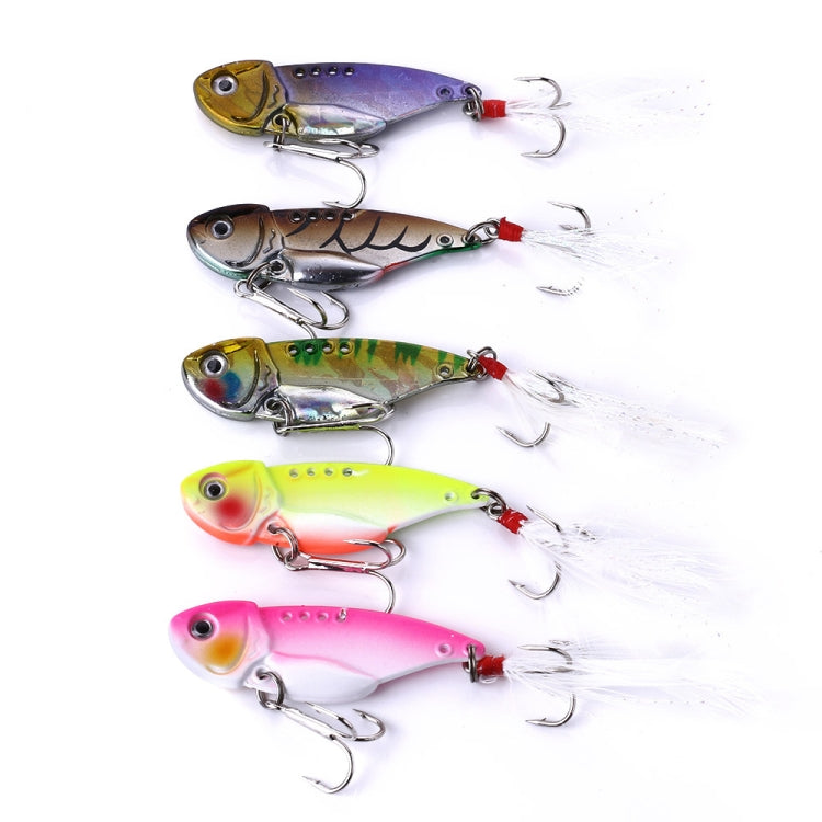 HENGJIA 5 PCS 5.5cm/11g Luya Metal VIB Fishing Lures Bait Bionic Kit with Plastic Box, Box018