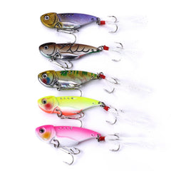 HENGJIA 5 PCS 5.5cm/11g Luya Metal VIB Fishing Lures Bait Bionic Kit with Plastic Box, Box018