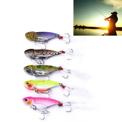 HENGJIA 5 PCS 5.5cm/11g Luya Metal VIB Fishing Lures Bait Bionic Kit with Plastic Box, Box018