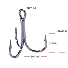 20pcs / Box Classic Black High Carbon Steel Fishing Three-jaw Treble Hooks, 4# FH022